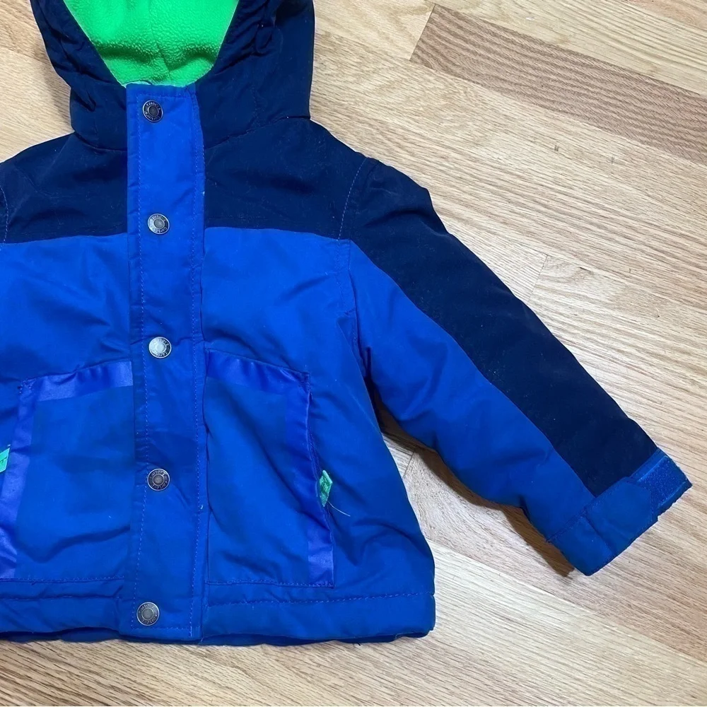 Carter’s Winter Jacket 24 months Full Zip Snap Button Hooded Green Blue Coat